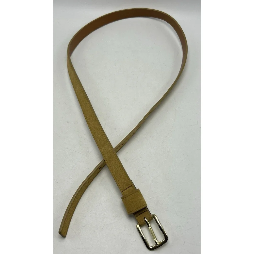 Banana Republic Belt Women Medium Skinny Suede Cow Leather Beige Capsule Minimal
